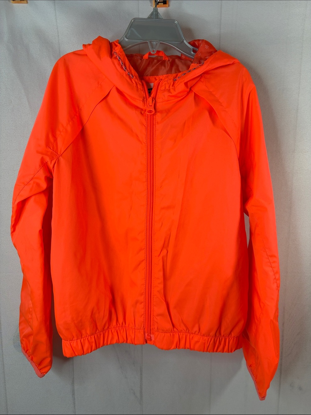 Old Navy Girlsβ Bright Orange Hooded Windbreaker Size M 8 NWOT